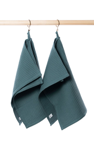 DARK GREEN Cotton waffle towels