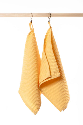 DZELTENS Kokvilnas vafeļauduma dvieļi