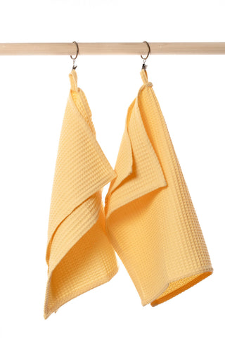 DZELTENS Kokvilnas vafeļauduma dvieļi