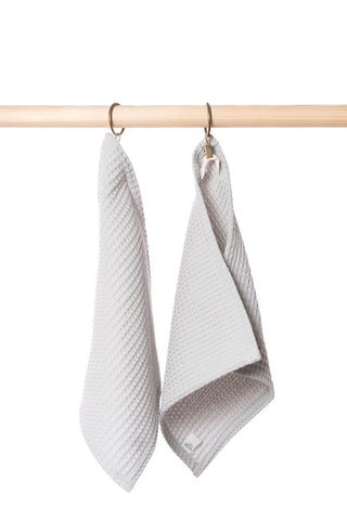 Light gray cotton waffle wave towel - quick dry.