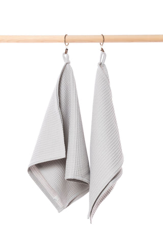 Light gray cotton waffle wave towel - quick dry.
