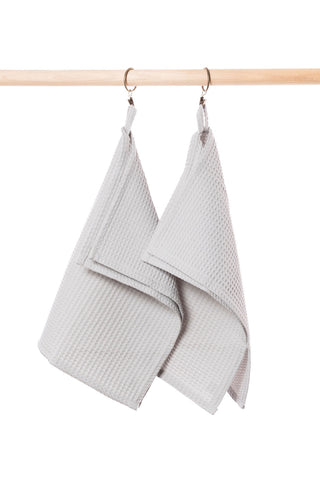 Light gray cotton waffle wave towel - quick dry.