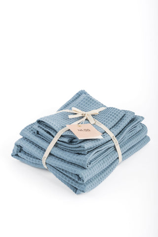 BLUE Cotton waffle towels