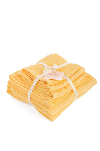 DZELTENS Kokvilnas vafeļauduma dvieļi