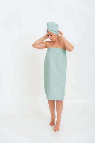 Women's spa wrap cotton towel - with velcro and elastic 