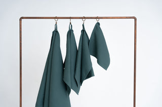 DARK GREEN Cotton waffle towels