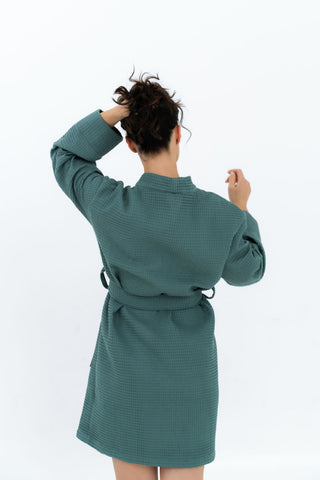 Waffle Robe Women's Long, organic loungewear, mājas halāti, pirts halāti, halāti pirtij no kokvilnas