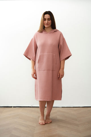 Vecrozā pončo dvielis pieaugušajiem ar kapuci un kabatu ziemas peldēm un pēc pirts