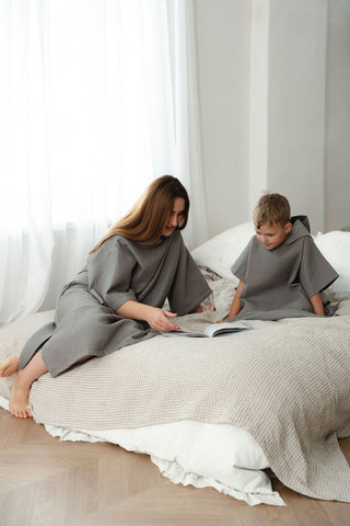 Waffle Cotton Poncho: Handmade Unisex Surfing Poncho
