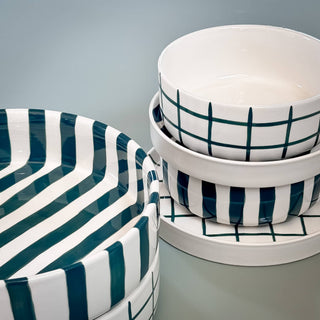 Large Bowl Stripes - gentle green