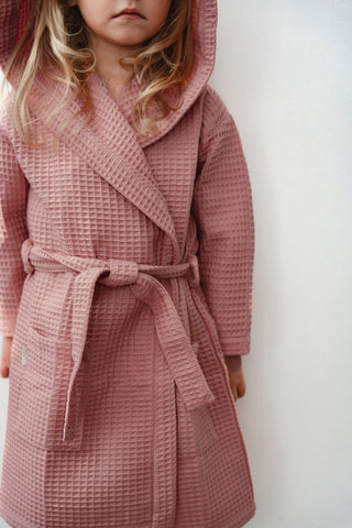 Nuss pink bath towel, bathrobe with hood | Nuss rozā meiteņu halāts no 100% kokvilnas